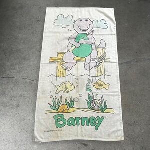 Vintage 1993 Barney the dinosaur graphic white beach towel